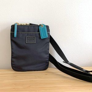 Vintage Small Coach Crossbody Vinyl Bag Turquoise Accents Coach Tag